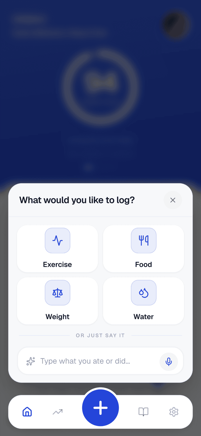 logging a meal in whatevr — just say it or type it